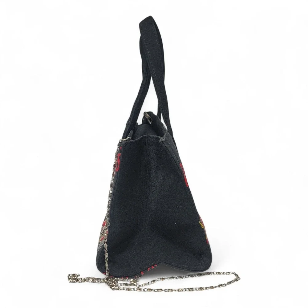 Vintage Betty‎ Boop Motorcycle Black Tote Bag Chain Strap